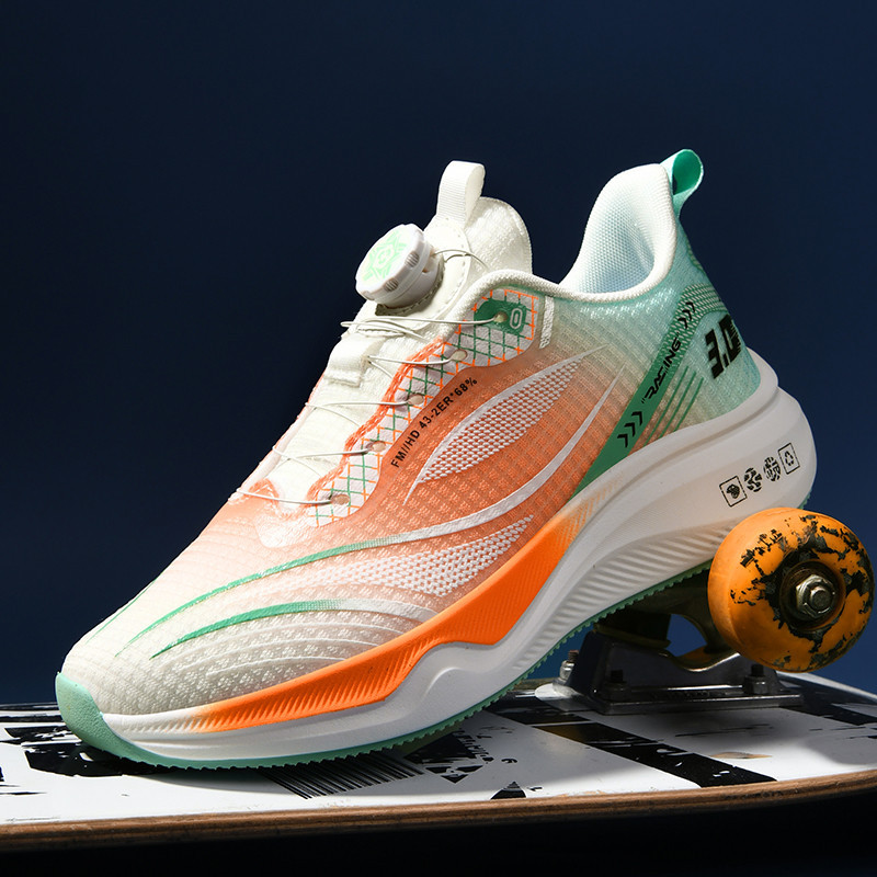 Calzado de prueba física de secundaria y preparatoria 46 zapatos para correr con tabla de carbono de gran tamaño zapatos deportivos con hebilla giratoria zapatos de hombre tejidos voladores zapatos de moda