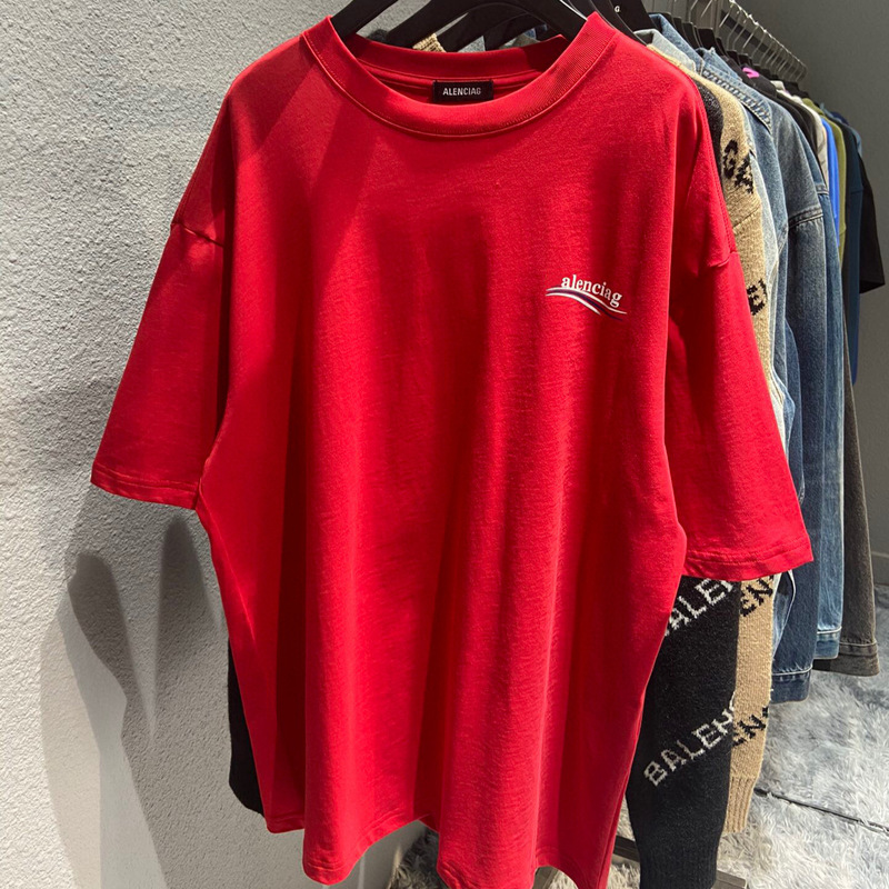 Paris high quality B 15-color cola wave printed short sleeve high version for men and women with B tide brand T-shirt