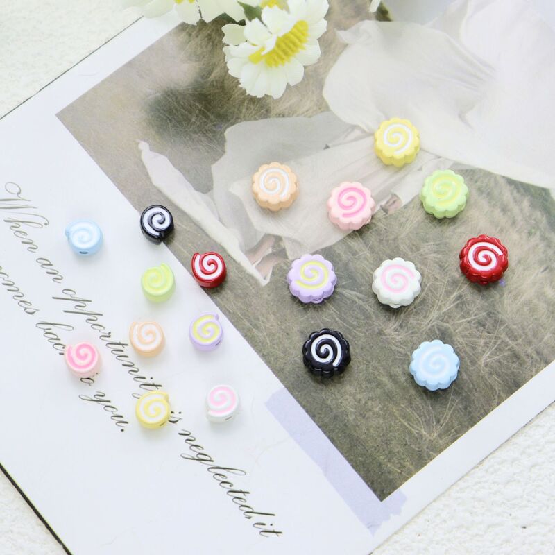 Alloy Colorful Fish Cake Paint Separated Beads Mobile Phone Chain DIY Material Keychain Handmade Kidsren's Jewelry Accessories