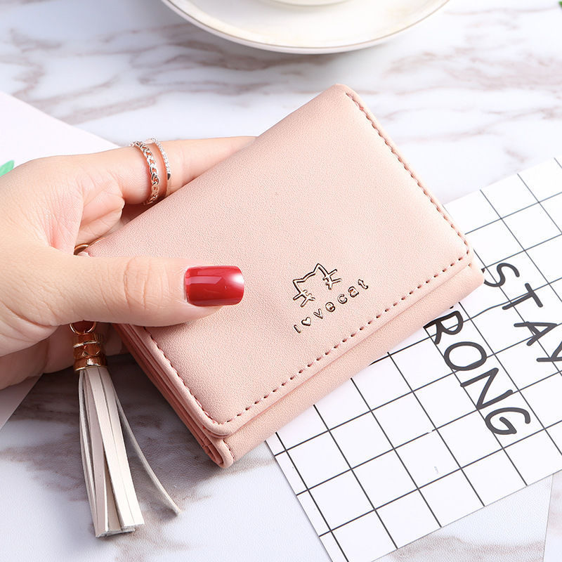 Tassel small wallet women's short [explosions special] new Korean student coin purse card women's wallet tide