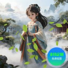 平面亚克力国风传统服饰小女孩可来图制作亚克力挂件亚克力钥匙扣