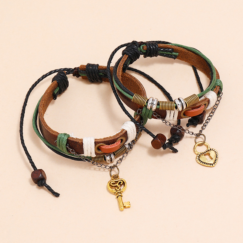 Pulsera De Piel De Vaca Tejida Simple Al Por Mayor display picture 3