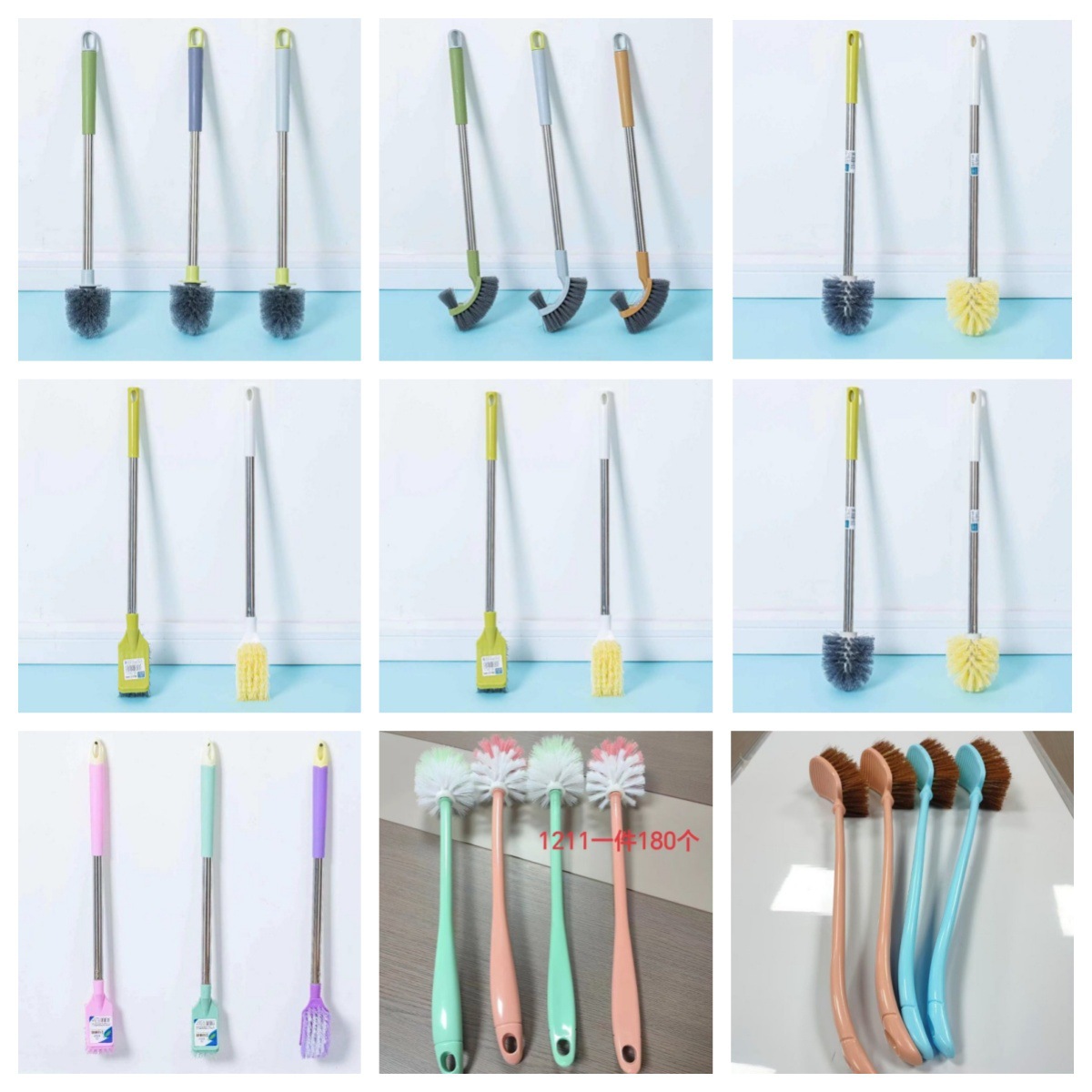 30 tipos de cepillo de inodoro de plástico creativo cepillo de inodoro multicolor sin esquina muerta cepillo único limpieza de baño doméstico