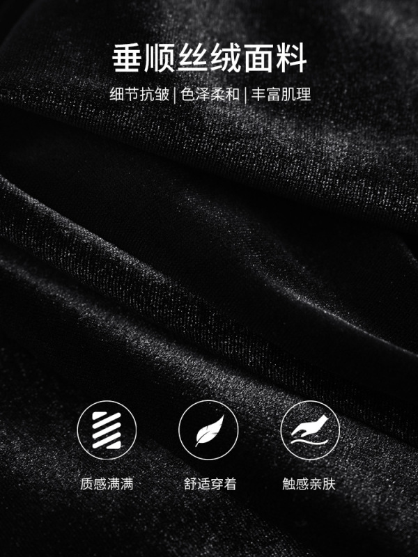 丝绒半身裙2025新款秋冬款松紧高腰显瘦休闲裙中长款过膝包臀裙|undefined