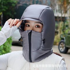 雷鋒帽子の女性冬の電気自動車の綿の帽子とベルベットの厚い保温自転車の防風防寒防水保護首ダウン帽子