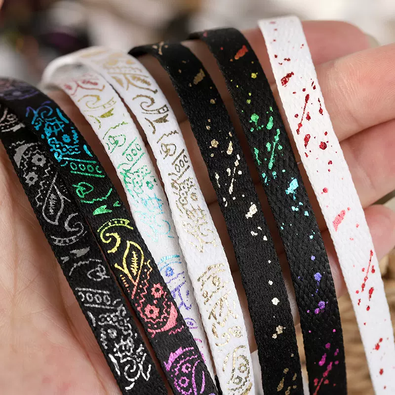 烫金烫银腰果花鞋带AJ1AF1空军一号运动鞋男女DUNK泼墨鞋带绳一双