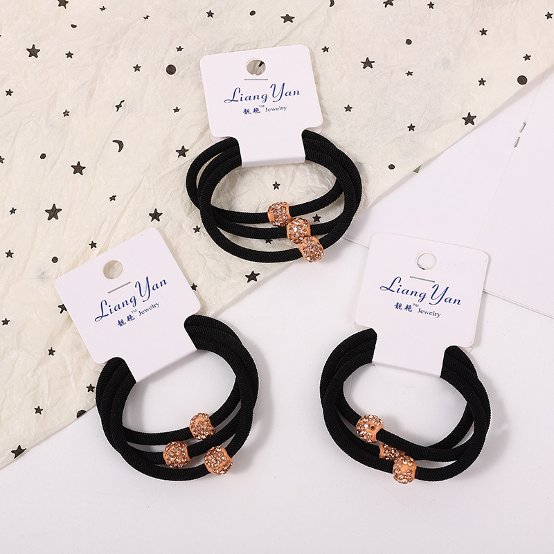 009 hilo montado en la tarjeta banda de goma incrustado en Diamantes 3 banda de pelo cuerda de pelo banda de goma 1 yuanes 2 yuanes tienda accesorios para el cabello accesorios para la cabeza bienes