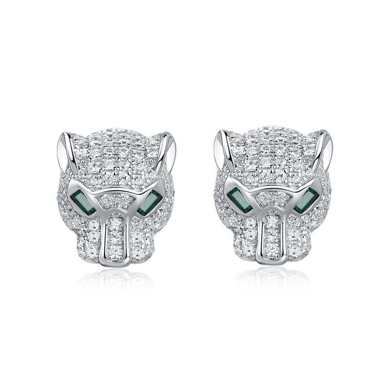 Diseño de personalidad transfronterizo Pendientes de diamantes completos de guepardo mujer S925 plata caída en la Vía Láctea Pendientes brillantes Moda europea y americana