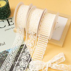 透明レースウェビングメッシュ刺繍ミルクシルク DIY リボンヘアアクセサリー花包装衣類アクセサリー