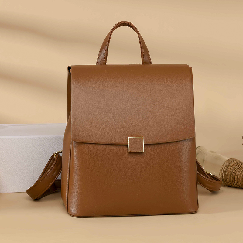 미니멀리스트 통근 솔리드 컬러 배낭 고급 센스 멀티 컴파트먼트 스테레오 타입 백팩 여성 쇼핑 오피스 가방 커버 백