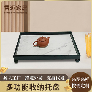 Modern Light Luxury Marble Shape Long Tray Storage Ornaments Desktop Coffee Table Decorations Model Room