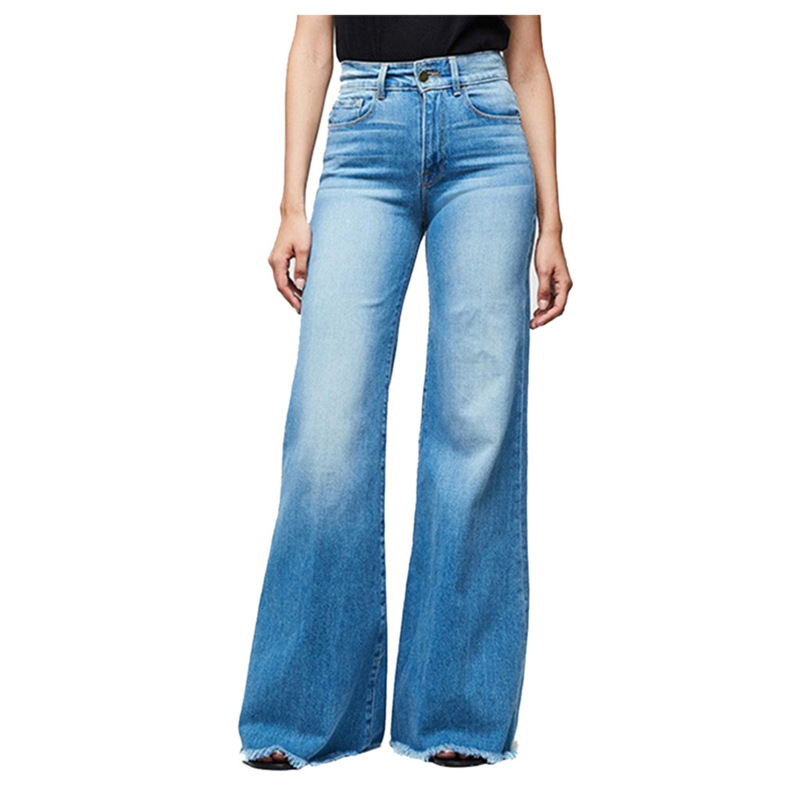 Europe and the United States foreign trade hot high waist hip lace-up flared pants wide leg pants jeans women Europe and the United States foreign trade hot high waist hip lace-up flared pants wide leg pants jeans women