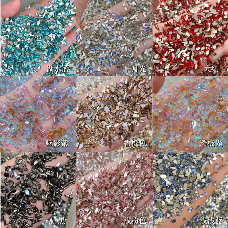 Explosions flat-bottomed nail drill mixed super flash K9 small size special-shaped drill white powder champagne nail drill nail jewelry wholesale