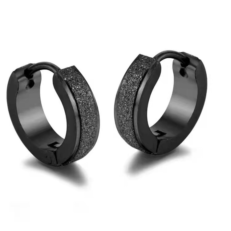 Boucles d'oreilles unisexes en acier titane, à clip, finition sablée, style manchettes et clous d'oreilles._voghion.com