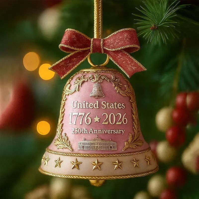 Colgante transfronterizo de los Estados Unidos 250 aniversario recuerdos acrílico 2D colgante de campana para celebrar el 250 aniversario de los Estados Unidos