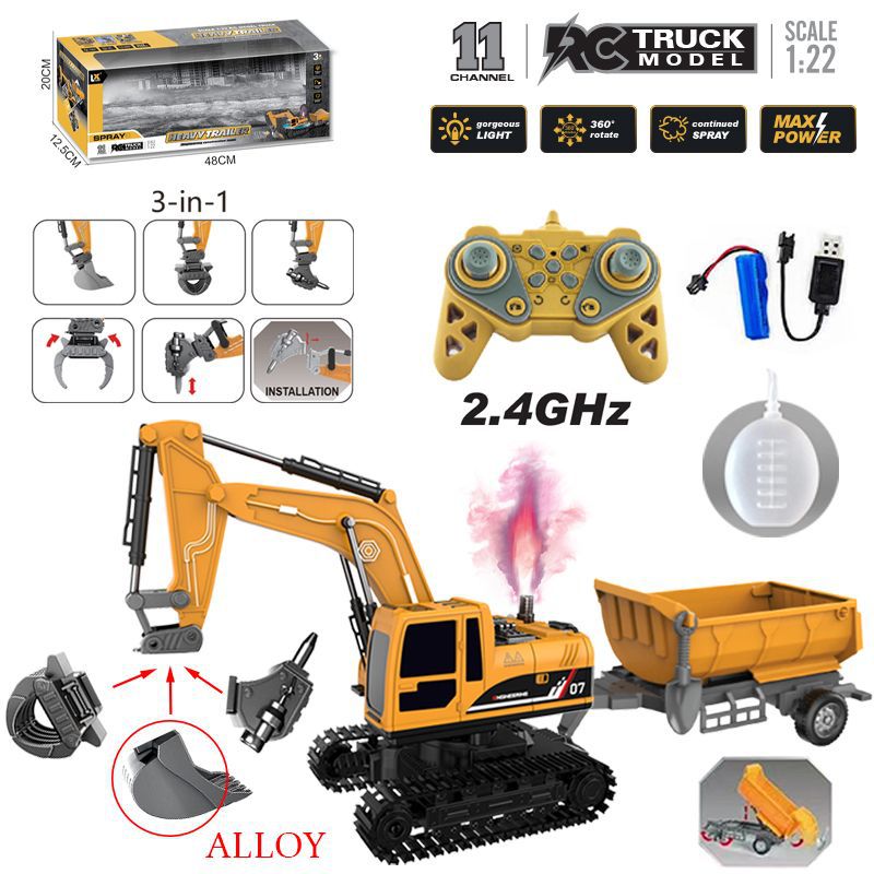 [1:22] Eleven-way alloy remote control engineering machine [light and sound spra…