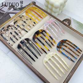 定制简约韩版醋酸插梳发叉盘发无痕倒插梳盘发器跨境插夹梳头饰女