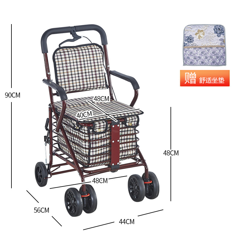 B-레드 + 더블 휠 + 등받이 + 핸드 브레이크 업그레이드 강화 강화 더 안전