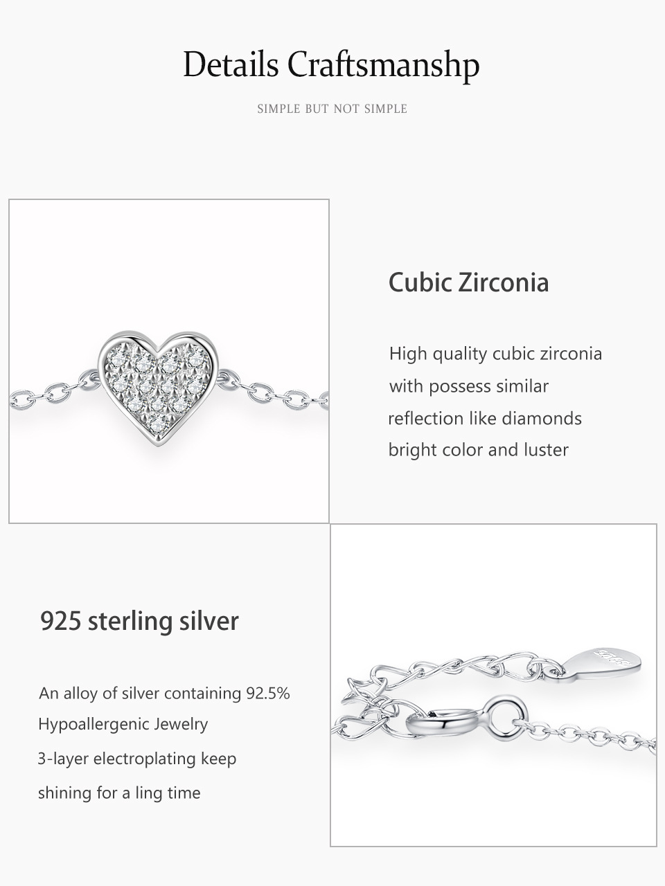 Daily, Date Occasion 925 Sterling Silver Cable Chain Bracelets Sweet