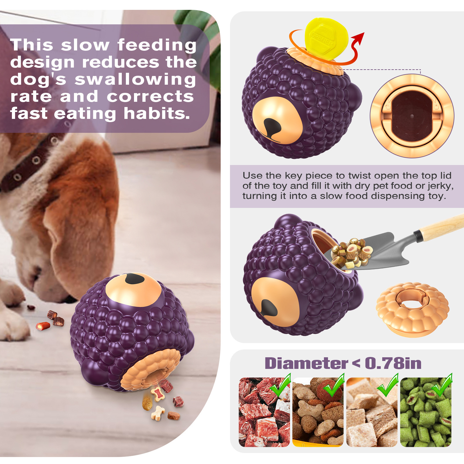 Raspberry Bear Treat-Dispensing Dog Toy with TPR+ABS Bite-Resistant Design