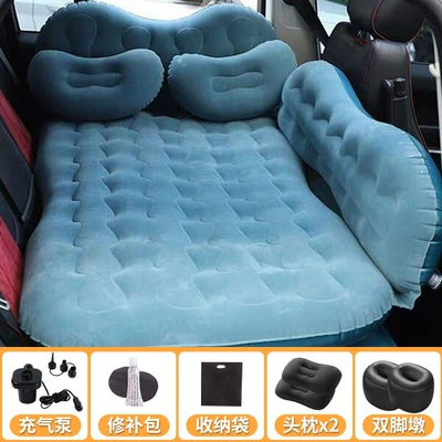 Vehicle-mounted inflatable bed | Cushion, Split Without Obstructions - luxurious-head-protection-flocked-navy-blue-luxury-long-double-storage-piers-pillow-electric-pump
