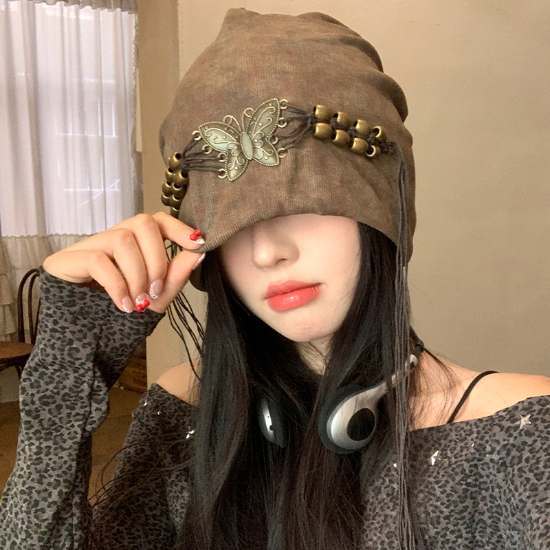 Sombrero frío de primavera y otoño de mujeres retro nicho versátil gorra de cabeza grande alrededor de la cabeza para mostrar la cara pequeña tendencia de sombrero