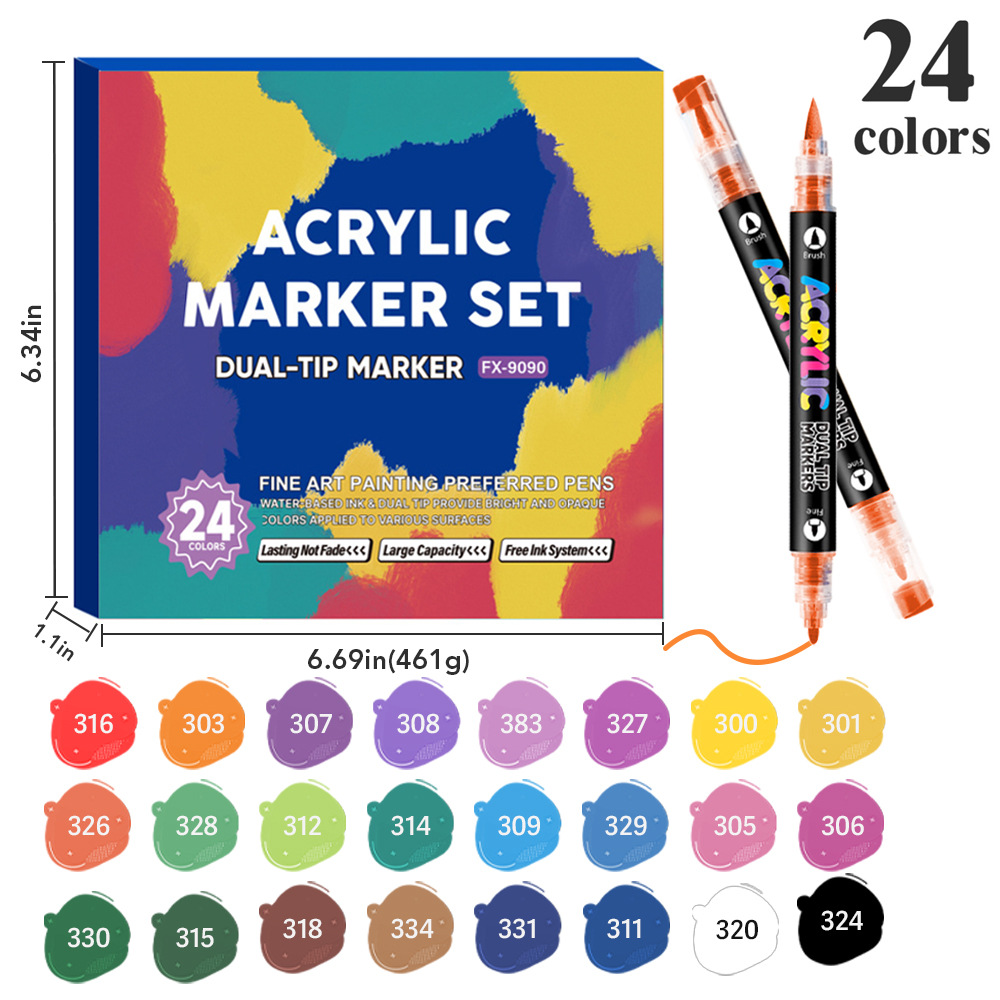 Transfronterizos de venta caliente blando y duro doble cabeza líquido directo acrílico marcador de pluma de color grande conjunto de estudiantes de pintura de arte marcador