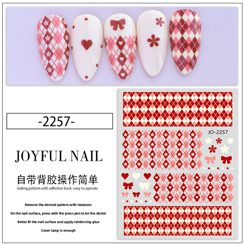 Especial transfronterizo para nuevo diamante Pegatinas de uñas a cuadros Estilo ins Pegatinas de uñas de diamante simple Adhesivo de cinturón impermeable