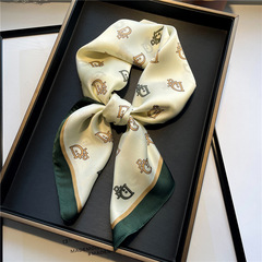 Simple Letter Scarf for Women, 70cm Fake Square Scarf, Elegant Style, Versatile Decorative Scarf, Small Collar Scarf, Bag Tying, Hair Tying