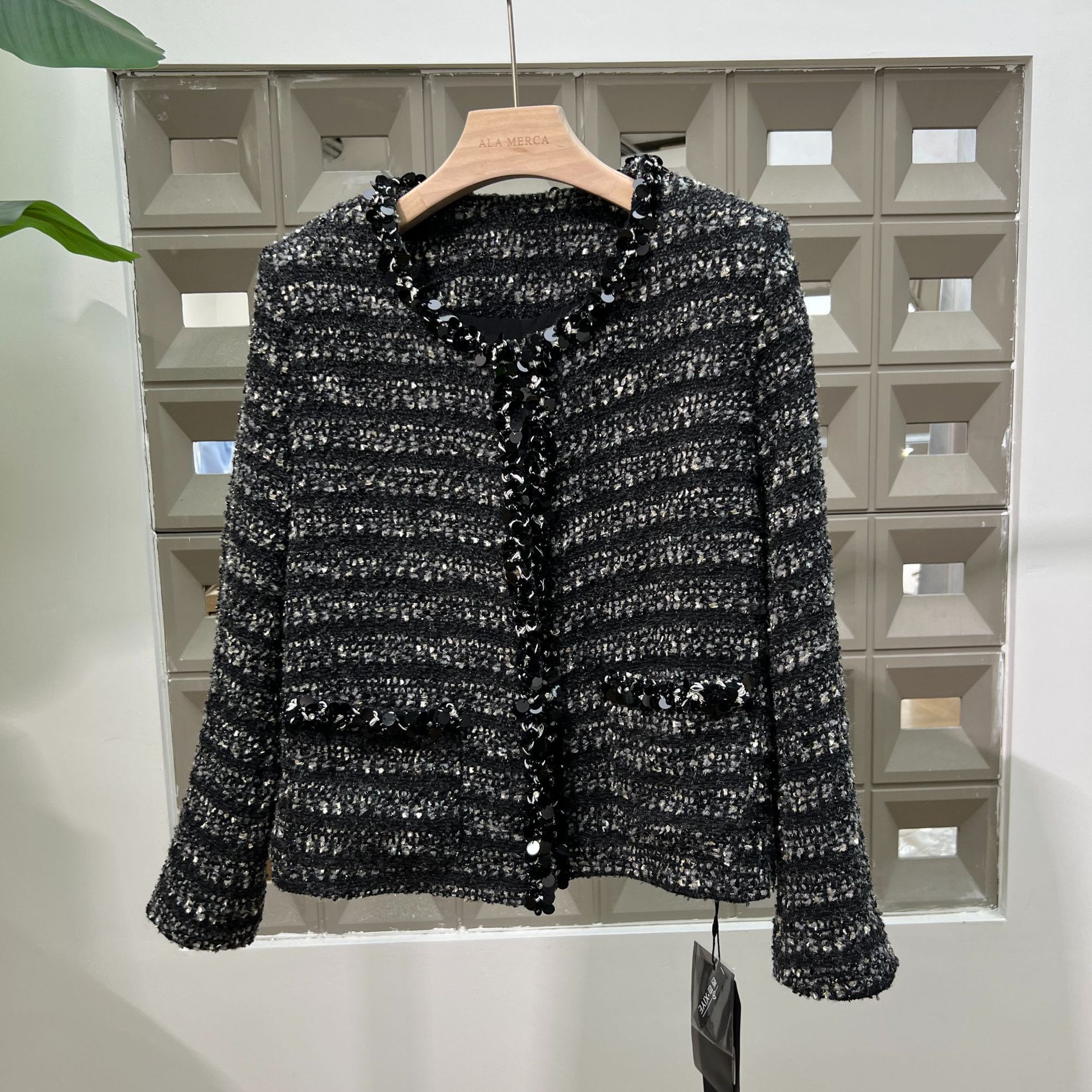 Amazon Socialite Style Party Fashionable Slimming Top 2025 New Light Luxury Chanel-Style Tweed Woven Jacket