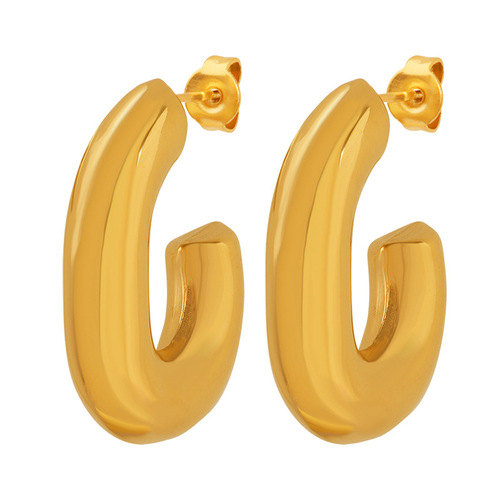  New European & American Earrings, Instagram-Favorite Minimalist Style, Fade-Resistant, Hollow U-Shaped Design, Chunky Earrings with Premium Quality—Perfect for Women