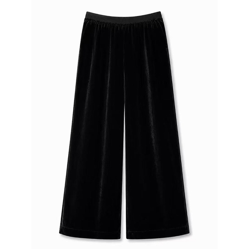 100% Mulberry Silk High-Waisted Slimming Drapey Loose Versatile Elegant Velvet Wide-Leg Casual Women's Trousers Jk01 100% Mulberry Silk High-Waisted Slimming Drapey Loose Versatile Elegant Velvet Wide-Leg Casual Women's Trousers Jk01