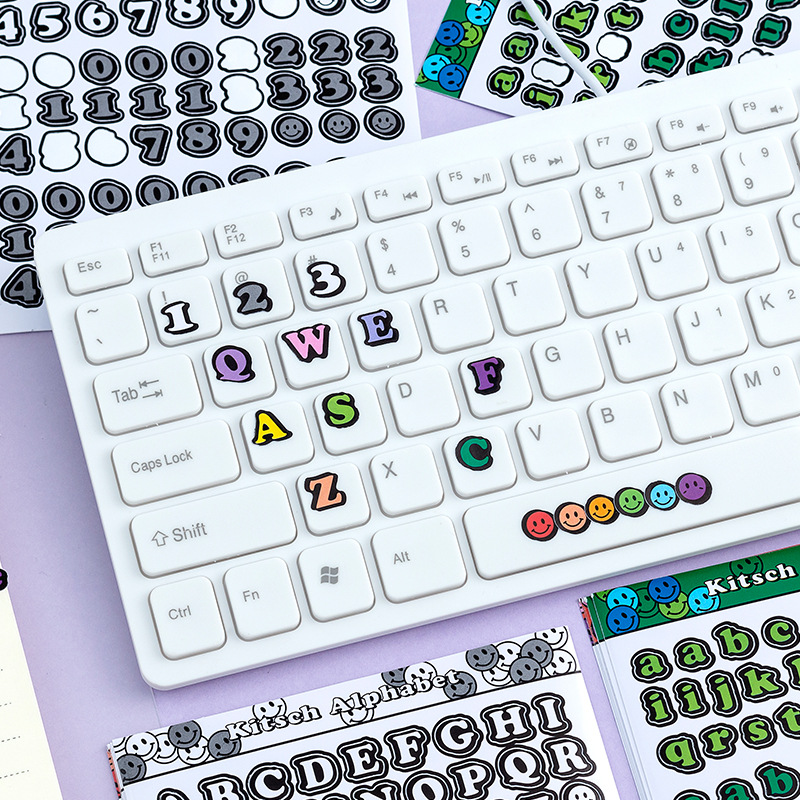 6 piezas Corea del Sur ins coloridas letras inglesas y números pegatinas decorativas cuenta de mano tarjeta pequeña persiguiendo material de cuenta de mano