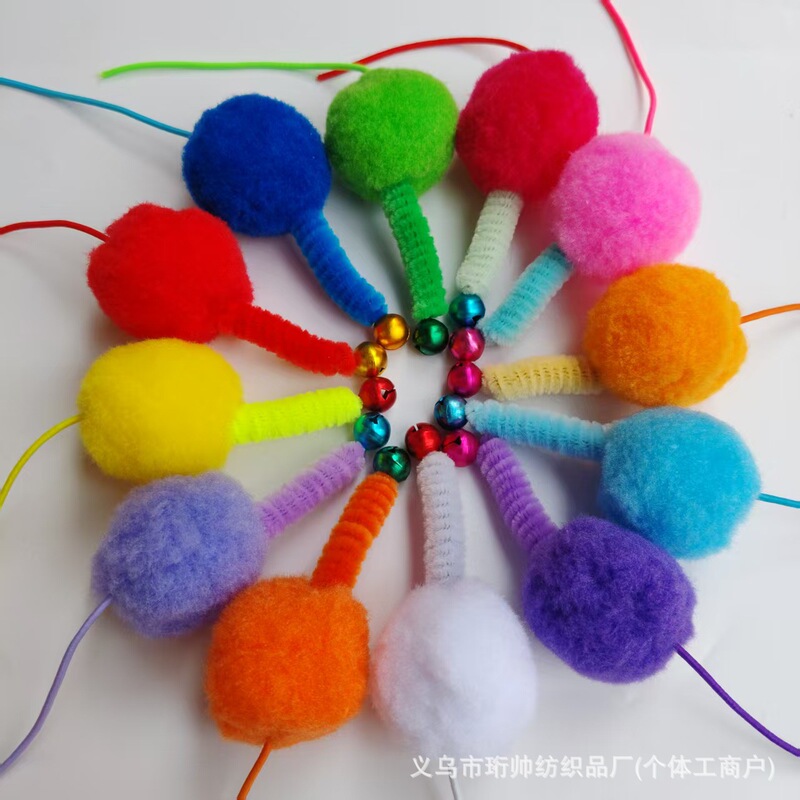 Spring wool rod, pom-pom, bell accessories, materials for making homemade cat teaser wands, hanging plush ball cat toy for self-entertainment Spring wool rod, pom-pom, bell accessories, materials for making homemade cat teaser wands, hanging plush ball cat toy for self-entertainment