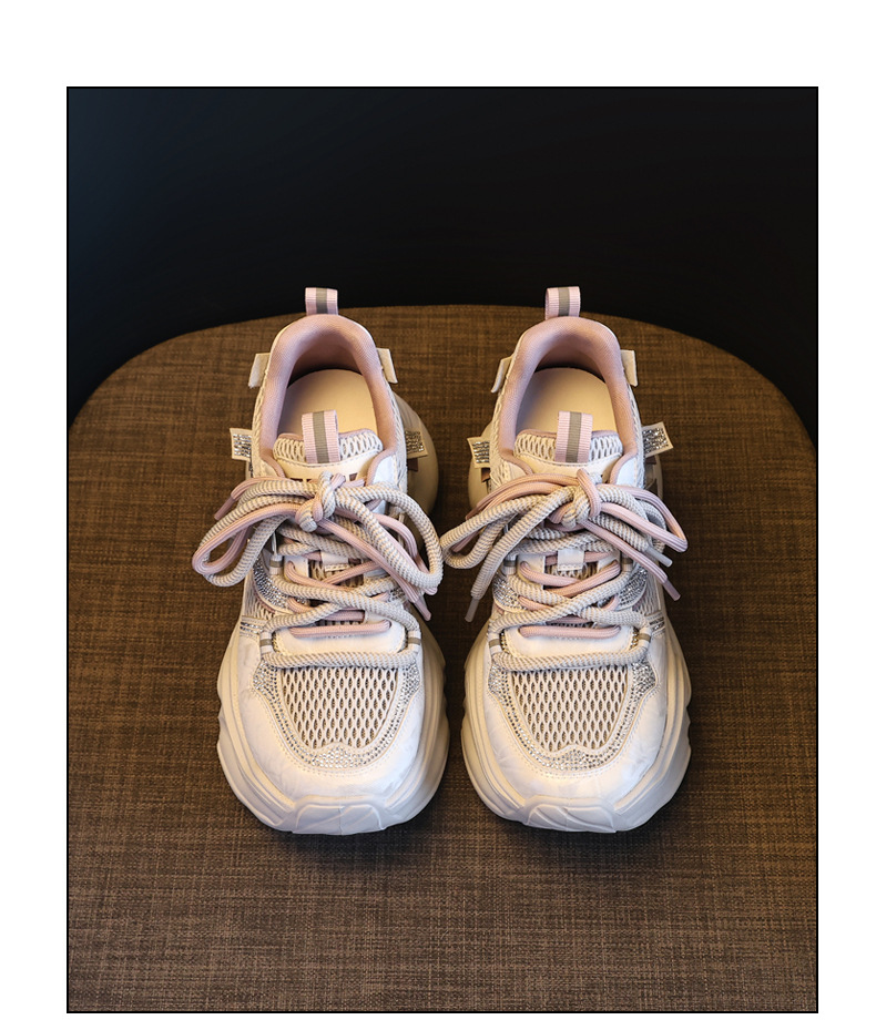 Giày sneaker nữ đế dày chunky lưới thoáng khí tăng chiều cao — Xám tím chi tiết 19