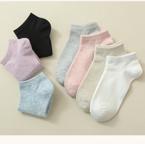 Socks Girl Spring and Autumn Plain Cotton Anti-Odor Antibacterial Breathable Low-Cut Women's Short Socks Summer Women