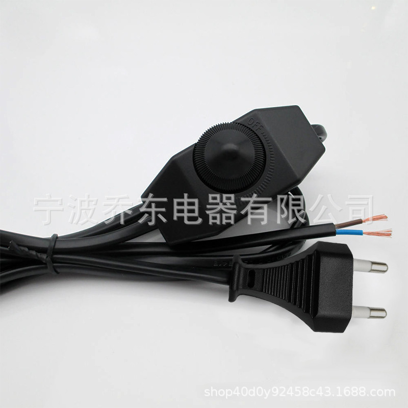 厂家供应欧规盐灯线欧标两芯插头电源线调光开关线灯饰电源线