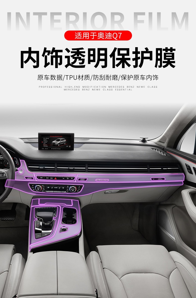 16-19 Audi Q7 Center Console Gear Interior Film Car Modification Special Paint Transparent Tpu Protective Film