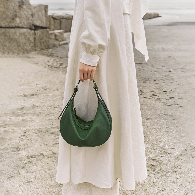 [New Year Gift] Qiu-Zhen Vegetable-Tanned Sheepskin Crescent Hobo Bag Versatile Commuter Crossbody Shoulder Bag For Women - Thumbnail 4