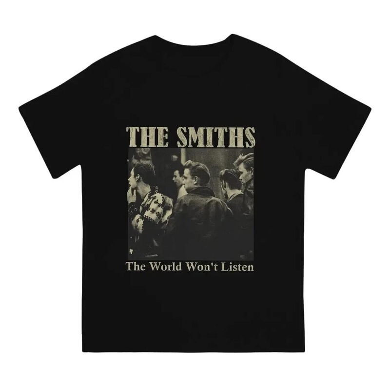 Women's T-Shirt with Pencil Drawing of the Smiths, Casual Sleeve Style, Music-Themed, Pure Cotton, Printed Vintage T-Shirt