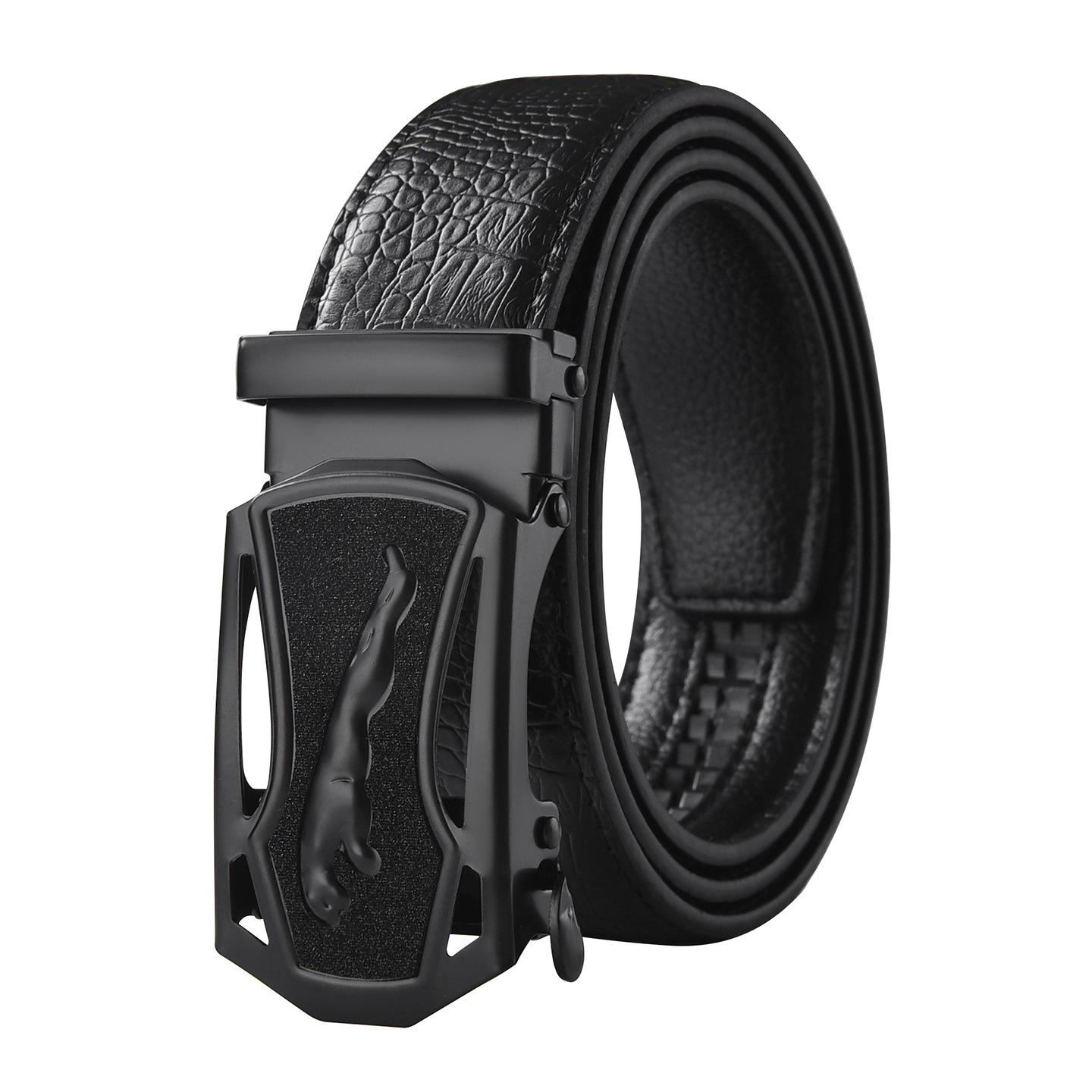 Botón negro espejo deportivo leopardo línea cinturón negro