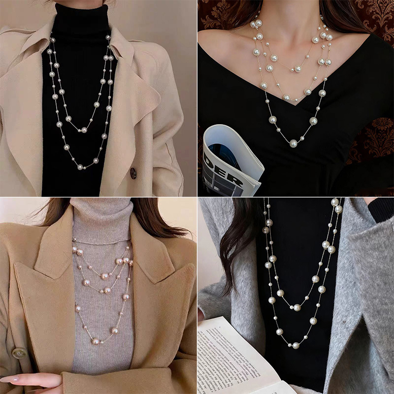 Fashionable long elegant necklace from pearl