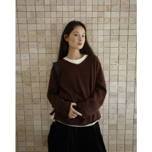 EVERTRUE50%羊毛2025秋季韩版纯色针织打底衫中长款长袖上衣65779