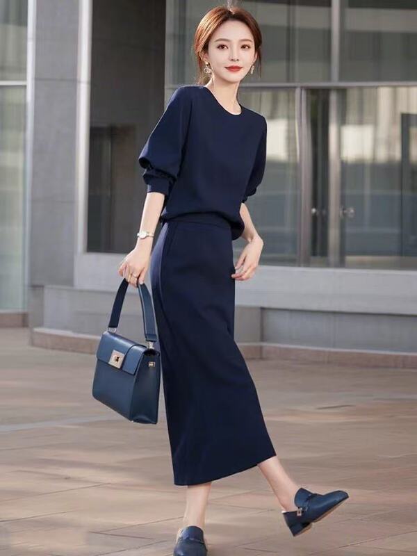 春服とセットの塩系揚げ街ファッション高級感気質女神范高端ブルー職業スーツ女|undefined