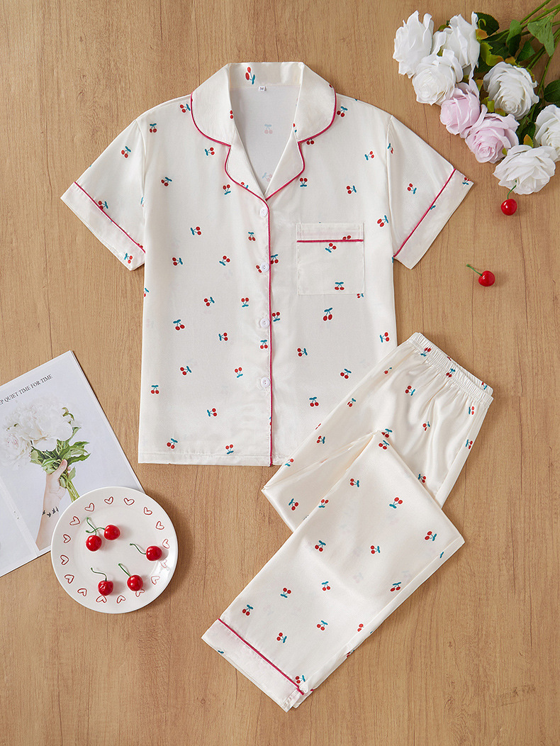 Pijamas de satén ropa para el hogar Amazon ropa de mujer europea y americana seda artificial pijamas de manga corta para mujer ropa de aire acondicionado de verano