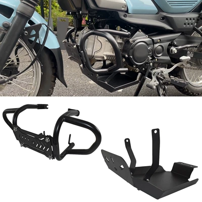 Suitable for Yamaha PG-1 PG1 modified rear shelf rear backrest headlight net bumper chassis plate (Motorcycle frame) - front-guard-large-bottom-plate-black