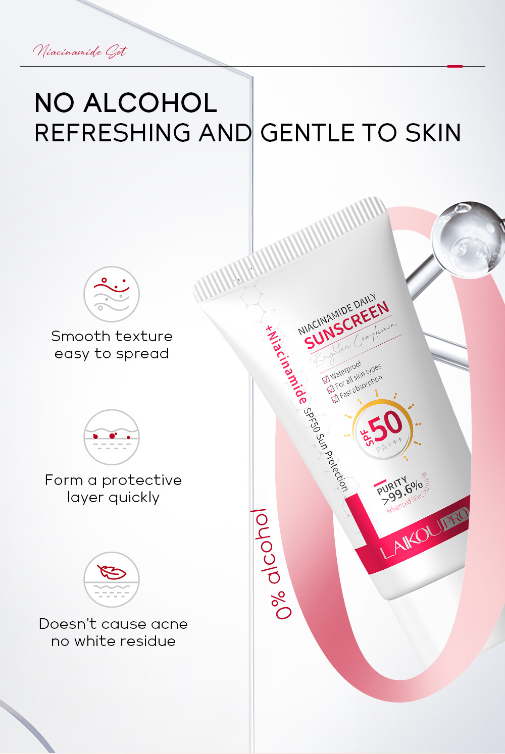 Cross-border LAIKOU Laikou pro Nicotinamide Daytime sunscreen50g Hydrating, Moisturizing and Isolating one-piece consignment undefined
