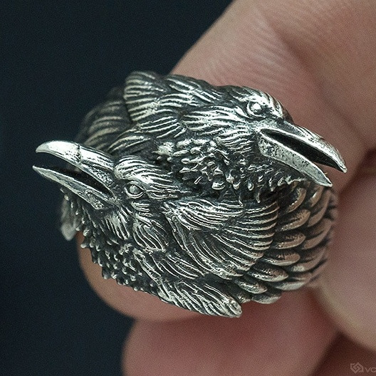Cross-Border Hot-Selling New Model Alloy Men's Ring Raven Defends Odin's Scythe Animal Shape in Stock Wholesale