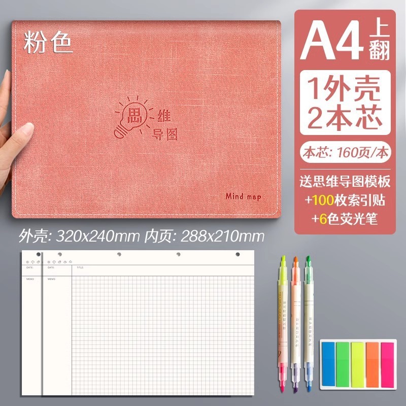 B 5思惟導図バインダーはメッシュの方眼ノートのソフトケースの大学院受験のA4を取り外して芯のノートを交換することができます。|undefined