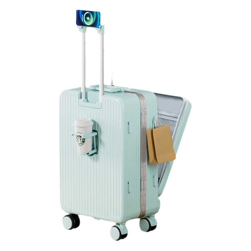 Caja de embarque de 20 pulgadas Equipaje de Apertura frontal Pequeño estuche de viaje de carga multifuncional ligero para mujer Estuche de contraseña